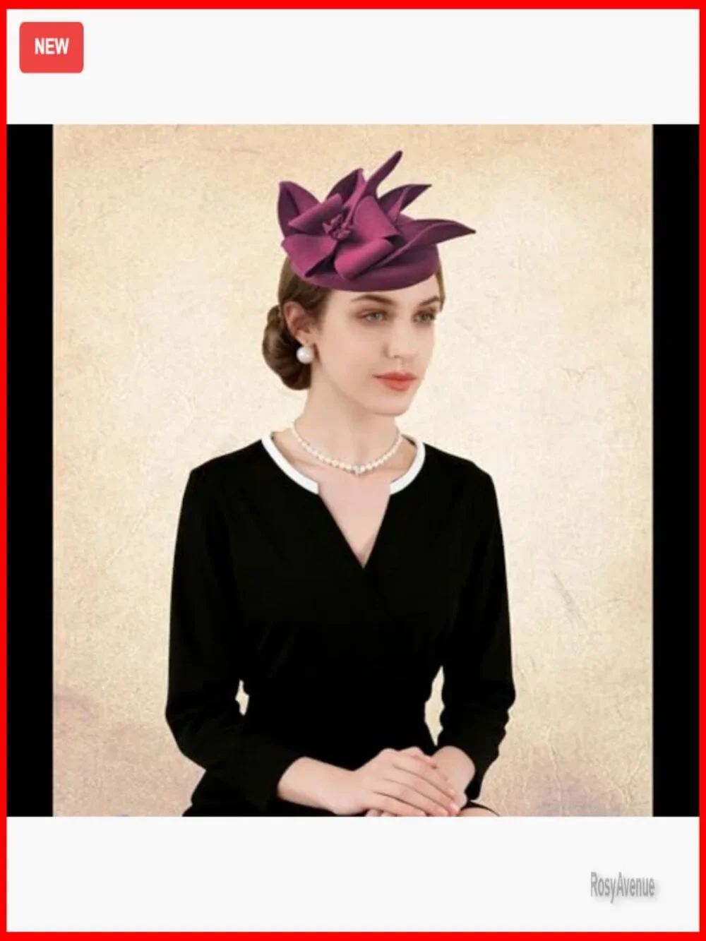 Vintage Wool Felt Cloche Fedora Hat Winter Church Wedding Derby - Picture 4 of 7